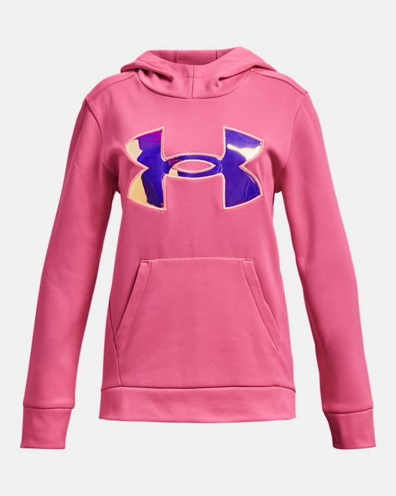 Girls' Armour Fleece® Iridescent Big Logo Hoodie, Pink, pdpMainDesktop image number 0